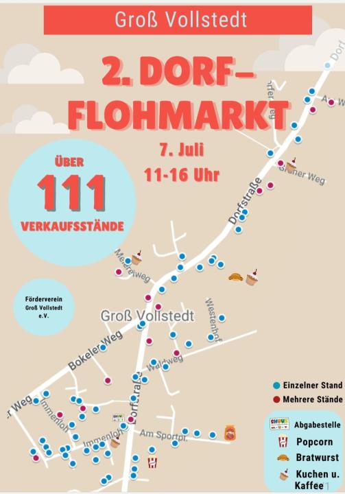  2. großer Dorfflohmarkt der Gemeinde Groß Vollstedt über 111 Stände Kaffee Kuchen Popcorn Bratwurst - Foto 2