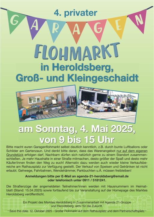  Privater Garagenflohmarkt am 04. Mai 2025 von 9 Uhr bis 15 Uhr in Heroldsberg, Groß-/Kleingeschaidt - Foto 1