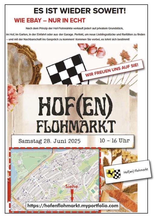 Hofflohmarkt in Stadtteil Stuttgart Hofen am Samstag, 28.06.2025 von 10 bis 16 Uhr - Foto 1