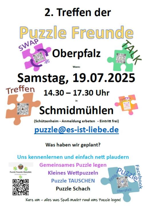 Puzzle Freunde Treffen mit Puzzle TAUSCH FLOHMARKT im Schützenheim Schmidmühen Oberpfalz Regensburg - Foto 1