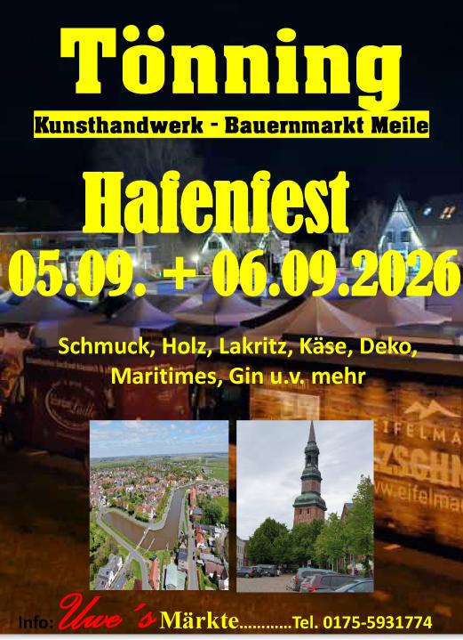  Tönning Hafenfest direkt am Hafen Kunsthandwerker- und Bauernmarkt 2026 - Foto 1