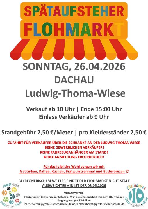  Spätaufsteher Flohmarkt der Greta-Fischer-Schule Dachau am 26.04.2026 - Foto 1