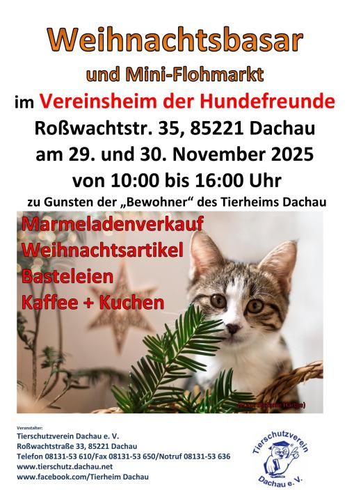  Weihnachtsbasar und kleiner Flohmarkt mit Kaffee und Kuchen zugunsten des Tierheims Dachau - Foto 1