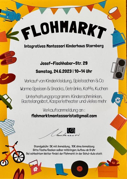  Kinder Flohmarkt Starnberg Montessori 24.6.23 10-14 Uhr - Foto 1