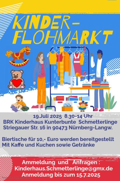 Kinderflohmarkt im BRK Kinderhaus " Kunterbunter Schmetterlinge " Striegauer Str. 16 90473 Nürnberg - Foto 1