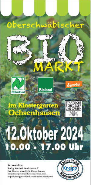  Kneipp : 4. Oberschwäbischer Biomarkt am 12.10.2024 im Klostergarten Ochsenhausen Schlossbezirk 6 - Foto 2