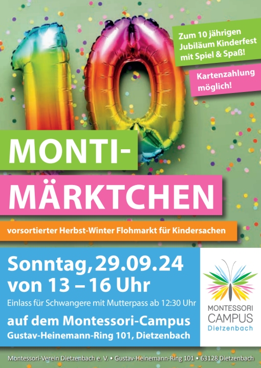  10 Jahre Monti Märktchen - Kinderfest + Flohmarkt | Montessori Dietzenbach - Foto 1