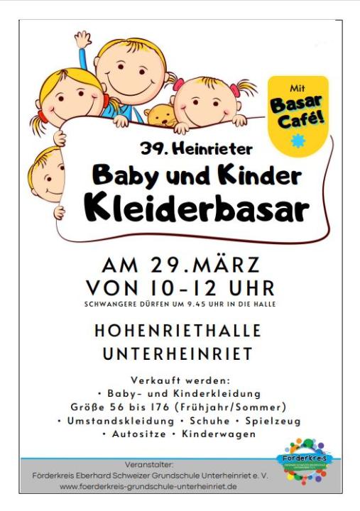  39. Heinrieter Baby- und Kinderkleider-Basar - Foto 1