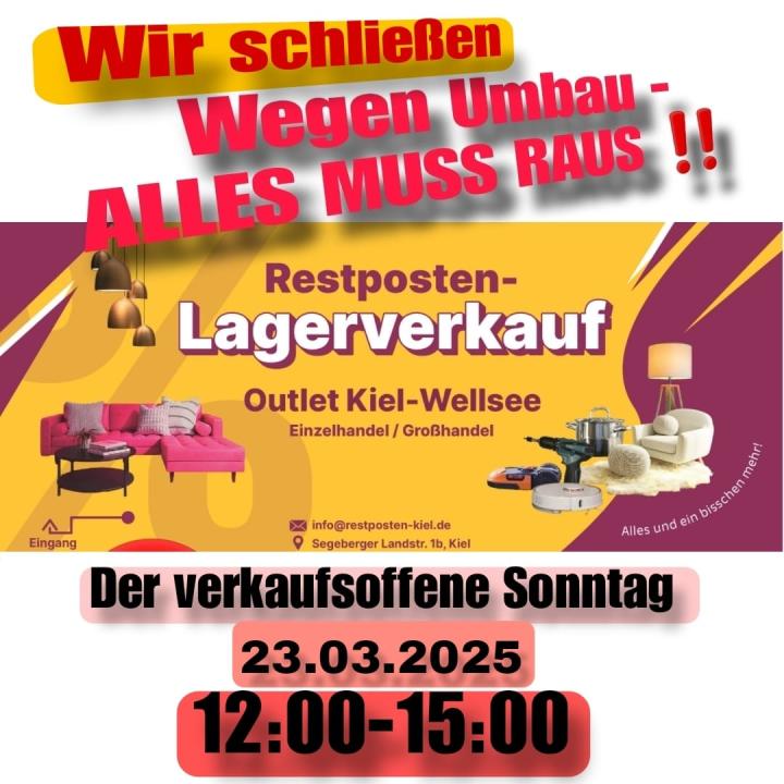  ⚡ DER VERKAUFSOFFENE SONNTAG 23.03.2025, 12:00-15:00 - MÖBEL-OUTLET Kiel-Wellsee !!! ⚡ - Foto 1