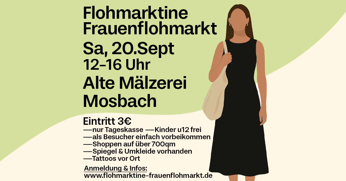 Flohmarktine Frauenflohmarkt / Mädchenflohmarkt! Sa, 20. September, Alte Mälzerei Mosbach - Foto 1