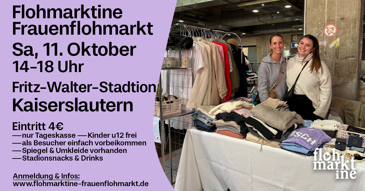  Flohmarktine Frauenflohmarkt / Mädchenflohmarkt! Sa, 11. Oktober Fritz-Walter-Stadion Kaiserslautern - Foto 2