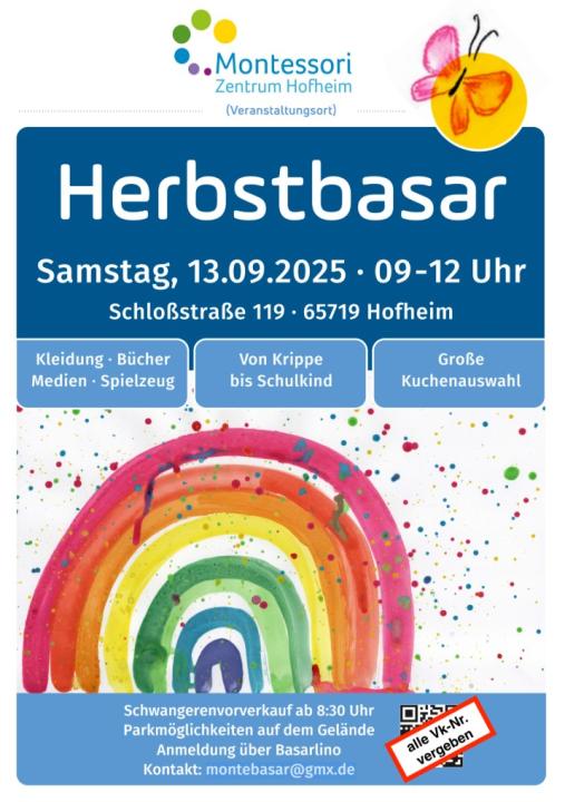 Herbstbasar 2025- Montessori Zentrum Hofheim 13.09.25 von 9-12 Uhr - Foto 1