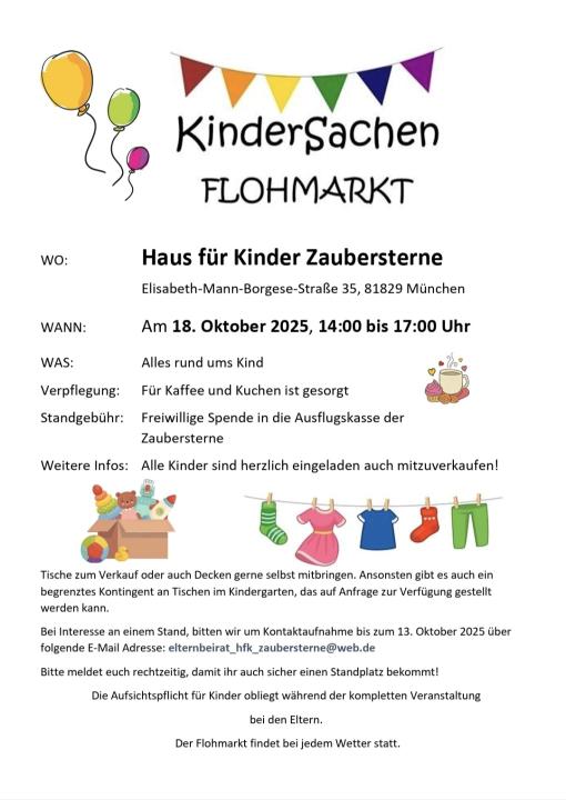  Kindersachenflohmarkt HfK Zaubersterne Messestadt Ost München - Foto 1