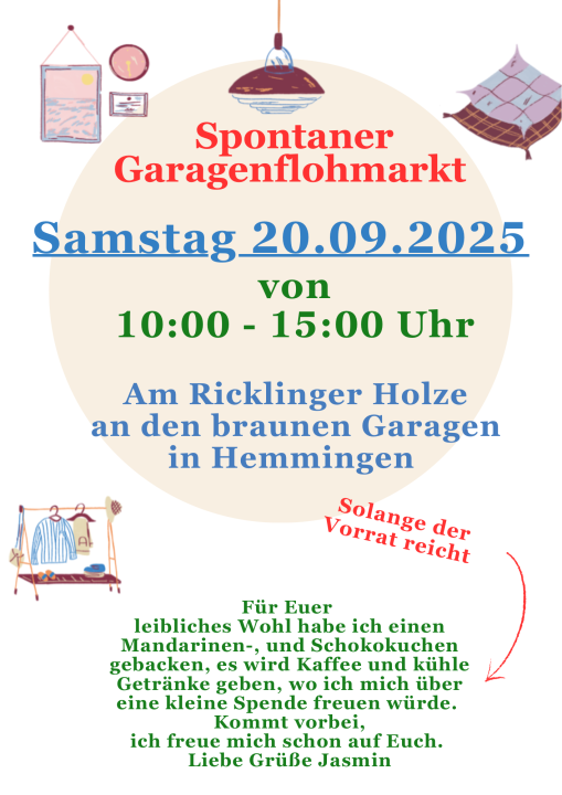Privater Garagenflohmarkt 20.9.2025 ab 10 Uhr - Foto 1