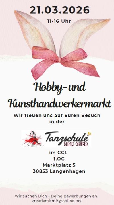  Hobby- und Kunsthandwerkermarkt 21.03.2026 - 11.00 bis 16.00 Uhr - Foto 1