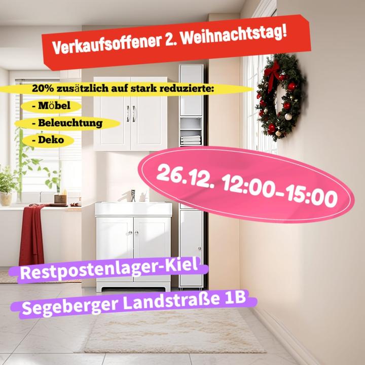  ⚡ Freitag 26.12.2025, 12:00-15:00 - Der verkaufsoffene 2. Weihnachtstag - Restpostenlager-Kiel Möbel - Foto 1