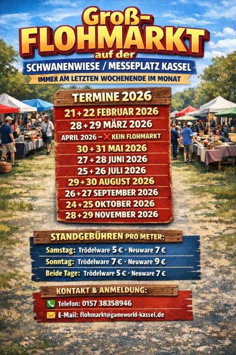  Groß-Flohmarkt auf der Schwanenwiese / Messeplatz Kassel Samstag + Sonntag 2 Tage - Foto 1