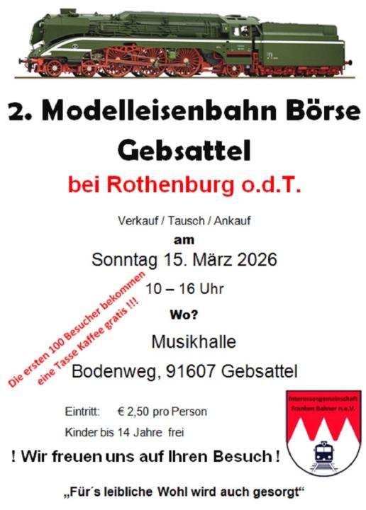  Modelleisenbahn Börse Gebsattel bei Rothenburg o.d.T. - Foto 1