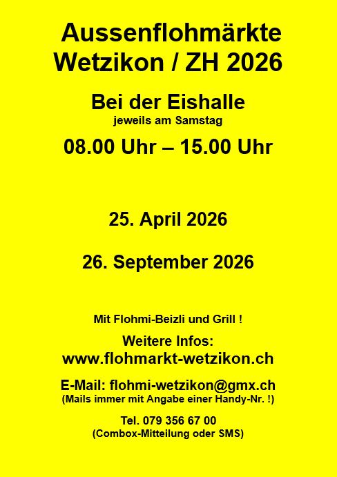  Grosser Flohmarkt in 8620 Wetzikon / ZH ! - Foto 2